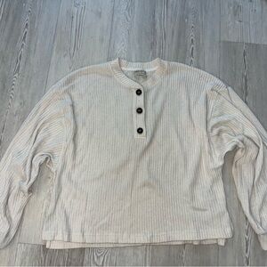 Urban Outfitters Ivory Ribbed Button-Up